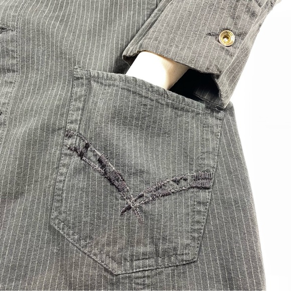 Syn Jeans unique vintage look brown pin stripes military jacket size M - Picture 7 of 11